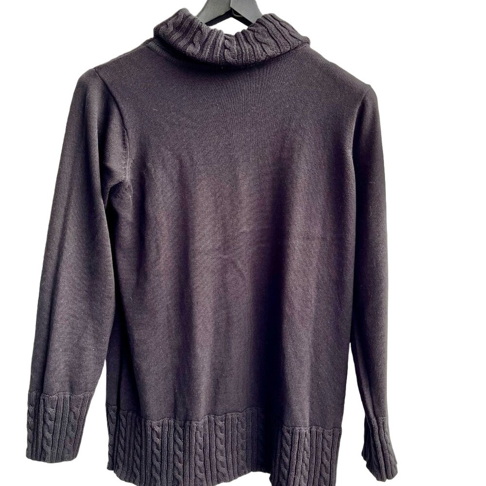 Denim & Co. Long Sleeve Turtleneck Sweater w/ Cable Detail